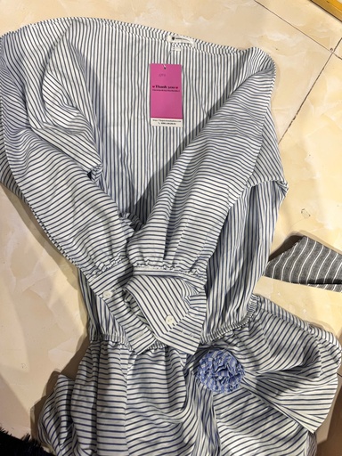 VÁY BABYDOLL XANH KẺ 