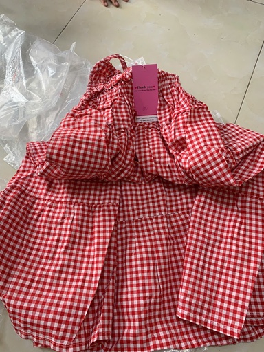 VÁY 2 DÂY HỒNG KẺ XUAN