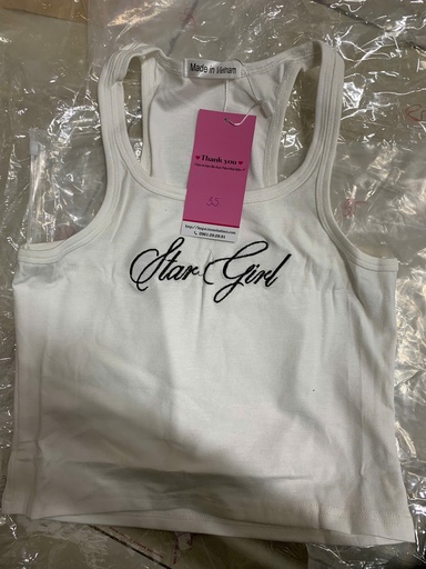 ÁO 2 DÂY TRẮNG CROTOP CÓ CHỮ XUAN