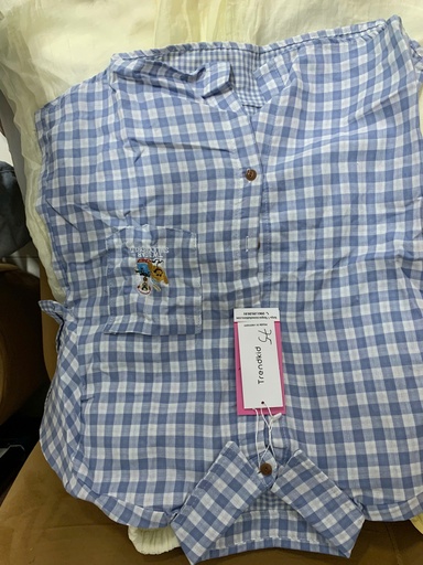 ÁO SƠMI XANH TÚI NGỰC GẤU THUY