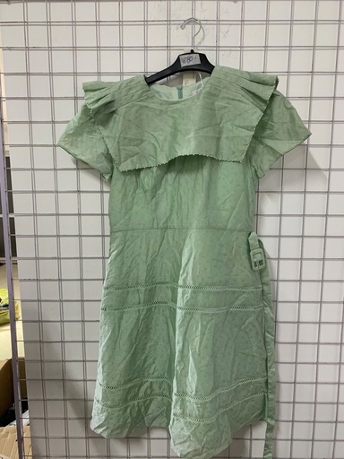 váy dài xanh cổ vạt vuông