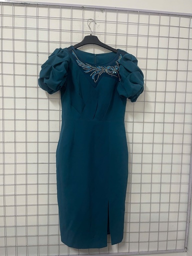 váy canh cổ lưới tay bồng đính hạt