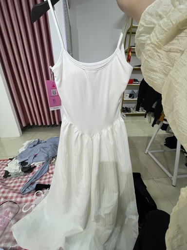 váy trắng dài 2 dây 