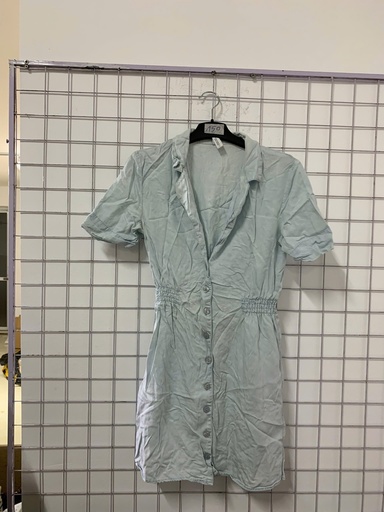   váy xanh min nhúm eo 