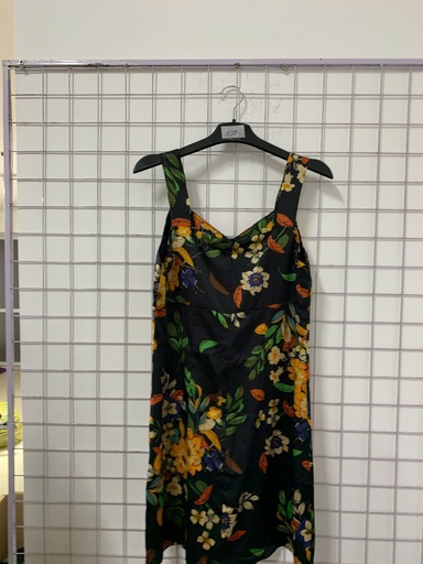 váy đen lụa 2 dây hoa sắc màu