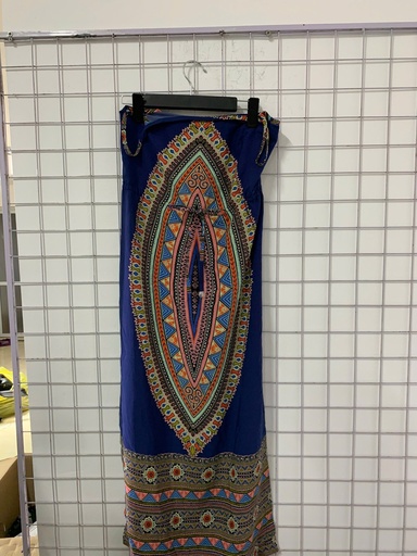 váy xanh biển 2 dây hoạ tiết 