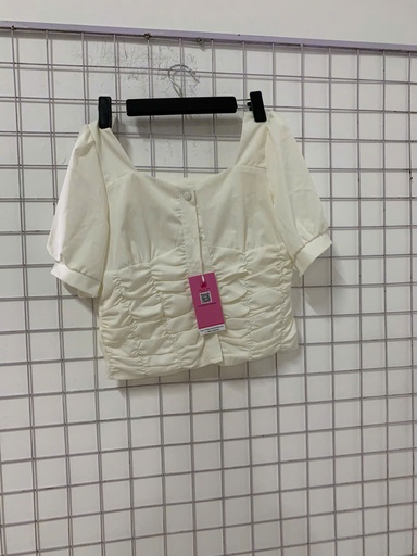 áo crt trắng nhúm eo